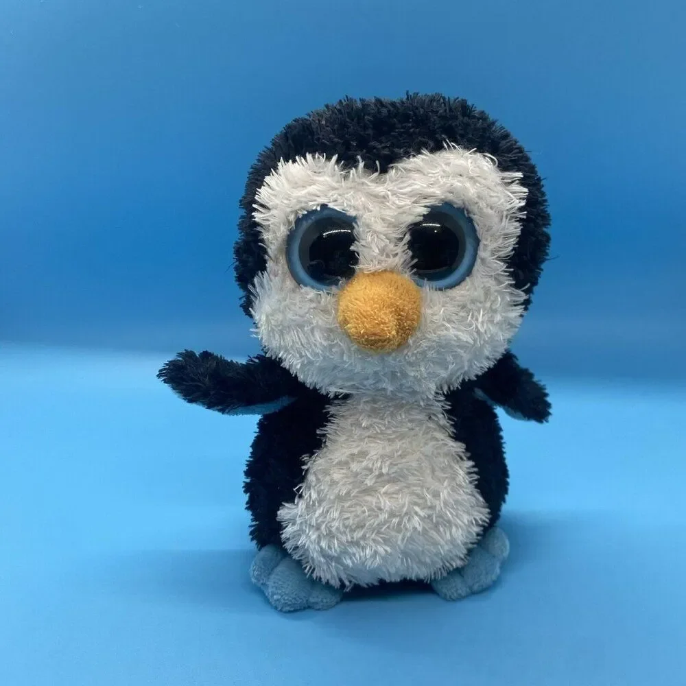 Ty Big Eyed Plushies Stuffed Animals Penguin Kitty Santa Owl‎ 6” Lot Of 3